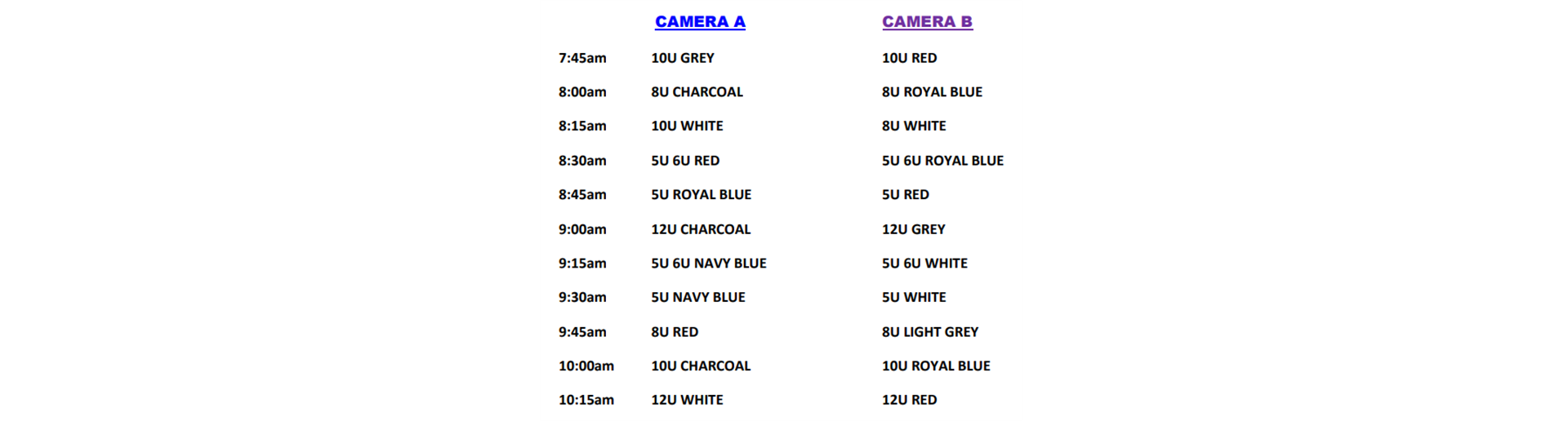 Pictured Day Schedule